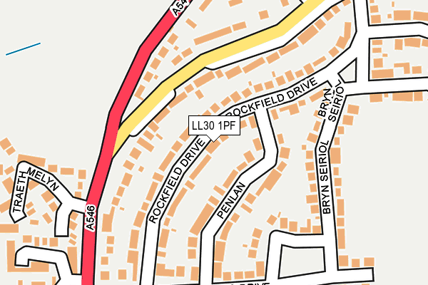 LL30 1PF map - OS OpenMap – Local (Ordnance Survey) LL30 1PF map - OS OpenMap – Local (Ordnance Survey)