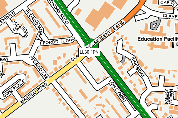 LL30 1PN map - OS OpenMap – Local (Ordnance Survey) LL30 1PN map - OS OpenMap – Local (Ordnance Survey)