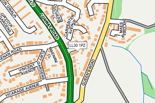 LL30 1PZ map - OS OpenMap – Local (Ordnance Survey) LL30 1PZ map - OS OpenMap – Local (Ordnance Survey)