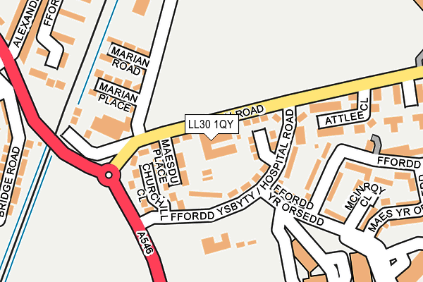 LL30 1QY map - OS OpenMap – Local (Ordnance Survey) LL30 1QY map - OS OpenMap – Local (Ordnance Survey)