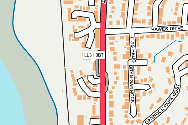 LL31 9BT map - OS OpenMap – Local (Ordnance Survey) LL31 9BT map - OS OpenMap – Local (Ordnance Survey)