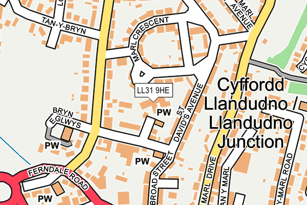 LL31 9HE map - OS OpenMap – Local (Ordnance Survey) LL31 9HE map - OS OpenMap – Local (Ordnance Survey)