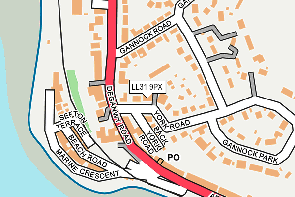 LL31 9PX map - OS OpenMap – Local (Ordnance Survey) LL31 9PX map - OS OpenMap – Local (Ordnance Survey)