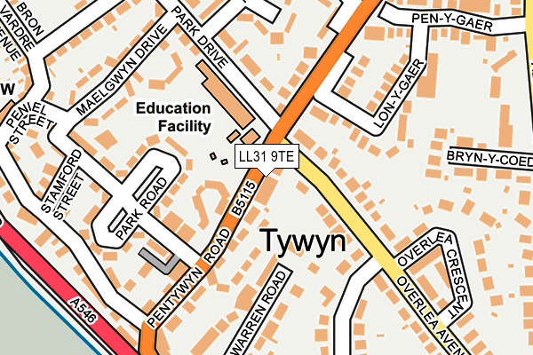 LL31 9TE map - OS OpenMap – Local (Ordnance Survey)