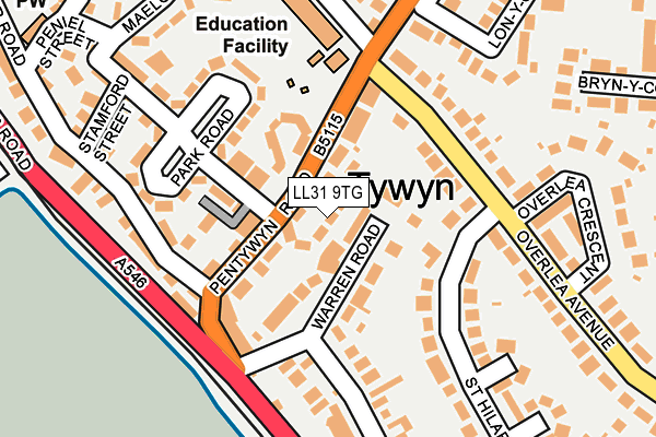LL31 9TG map - OS OpenMap – Local (Ordnance Survey) LL31 9TG map - OS OpenMap – Local (Ordnance Survey)