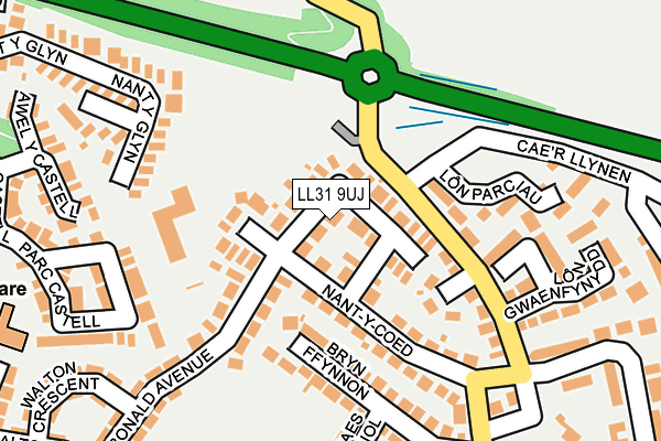 LL31 9UJ map - OS OpenMap – Local (Ordnance Survey) LL31 9UJ map - OS OpenMap – Local (Ordnance Survey)
