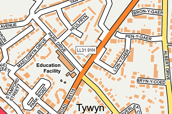 LL31 9YH map - OS OpenMap – Local (Ordnance Survey)