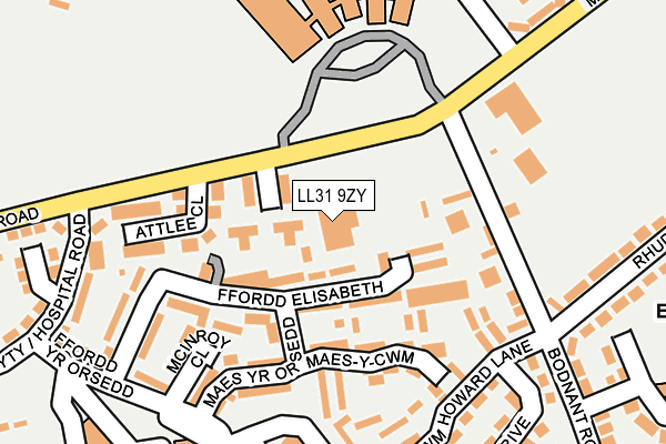LL31 9ZY map - OS OpenMap – Local (Ordnance Survey) LL31 9ZY map - OS OpenMap – Local (Ordnance Survey)