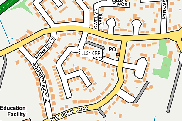 LL34 6RP map - OS OpenMap – Local (Ordnance Survey) LL34 6RP map - OS OpenMap – Local (Ordnance Survey)