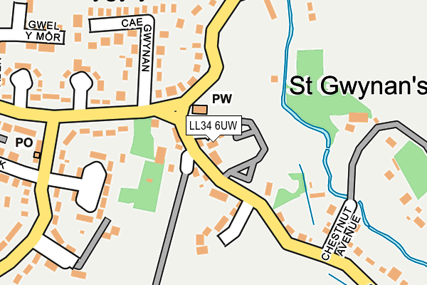 LL34 6UW map - OS OpenMap – Local (Ordnance Survey) LL34 6UW map - OS OpenMap – Local (Ordnance Survey)