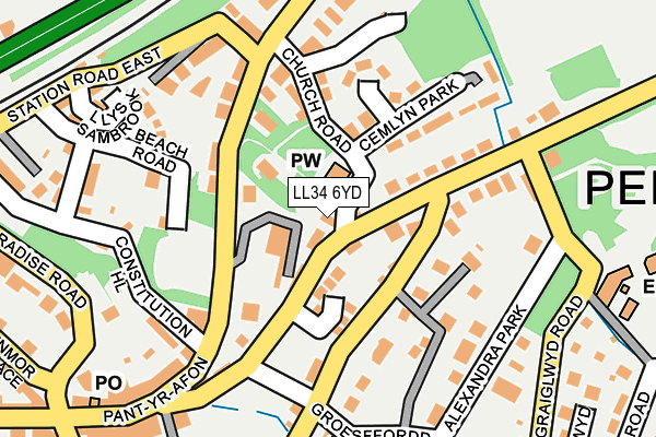 LL34 6YD map - OS OpenMap – Local (Ordnance Survey) LL34 6YD map - OS OpenMap – Local (Ordnance Survey)