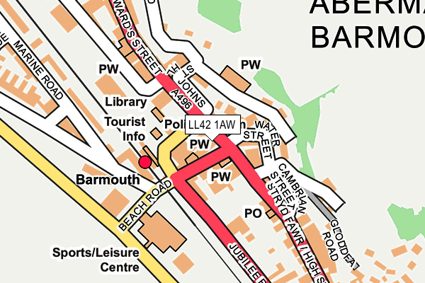 LL42 1AW map - OS OpenMap – Local (Ordnance Survey) LL42 1AW map - OS OpenMap – Local (Ordnance Survey)