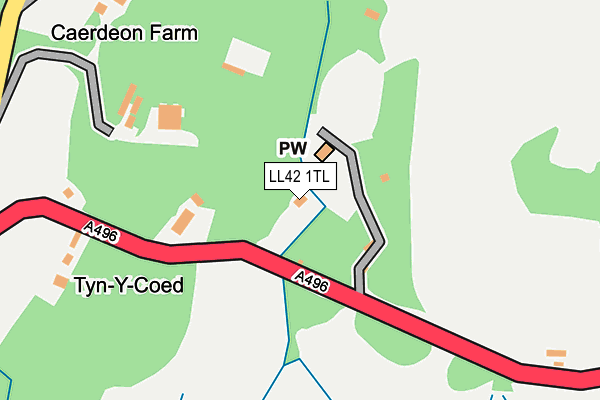 LL42 1TL map - OS OpenMap – Local (Ordnance Survey) LL42 1TL map - OS OpenMap – Local (Ordnance Survey)