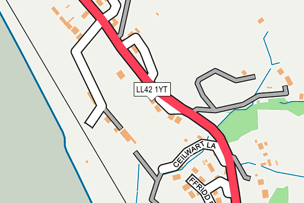 LL42 1YT map - OS OpenMap – Local (Ordnance Survey) LL42 1YT map - OS OpenMap – Local (Ordnance Survey)