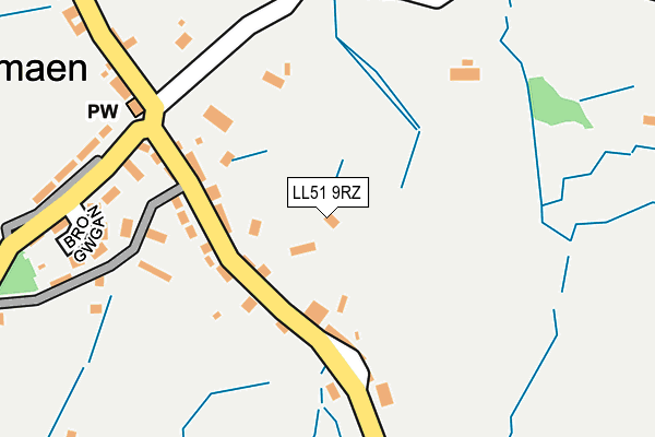 LL51 9RZ map - OS OpenMap – Local (Ordnance Survey) LL51 9RZ map - OS OpenMap – Local (Ordnance Survey)