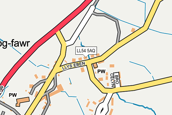 LL54 5AQ map - OS OpenMap – Local (Ordnance Survey) LL54 5AQ map - OS OpenMap – Local (Ordnance Survey)