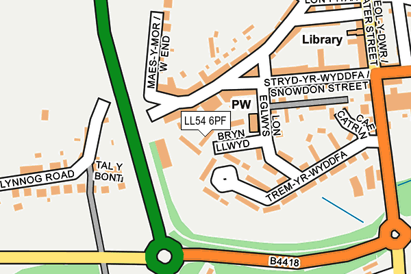 LL54 6PF map - OS OpenMap – Local (Ordnance Survey) LL54 6PF map - OS OpenMap – Local (Ordnance Survey)