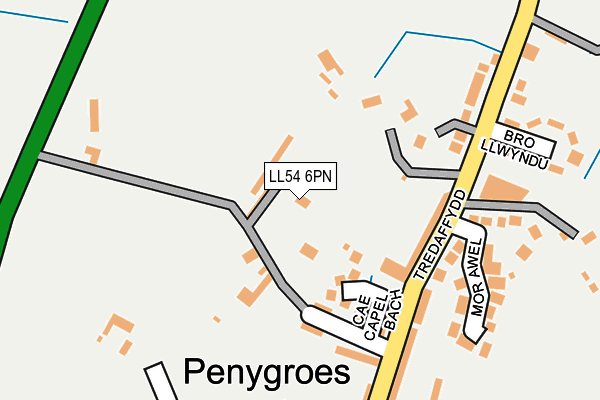 LL54 6PN map - OS OpenMap – Local (Ordnance Survey) LL54 6PN map - OS OpenMap – Local (Ordnance Survey)