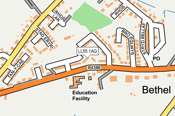 LL55 1AQ map - OS OpenMap – Local (Ordnance Survey) LL55 1AQ map - OS OpenMap – Local (Ordnance Survey)