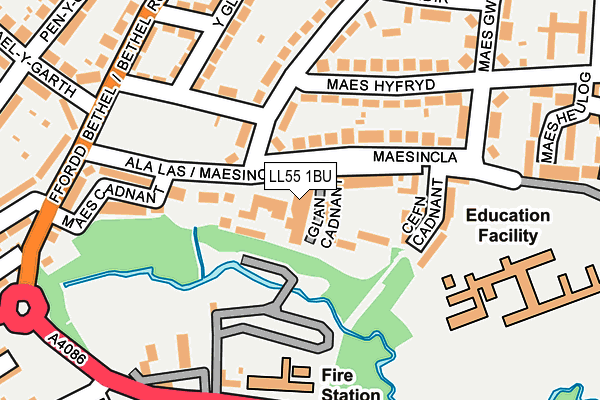 LL55 1BU map - OS OpenMap – Local (Ordnance Survey) LL55 1BU map - OS OpenMap – Local (Ordnance Survey)