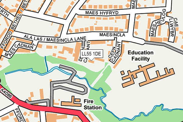 LL55 1DE map - OS OpenMap – Local (Ordnance Survey) LL55 1DE map - OS OpenMap – Local (Ordnance Survey)
