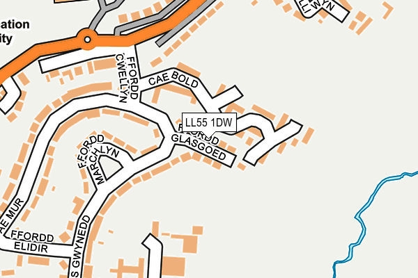LL55 1DW map - OS OpenMap – Local (Ordnance Survey) LL55 1DW map - OS OpenMap – Local (Ordnance Survey)