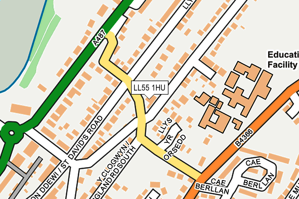 LL55 1HU map - OS OpenMap – Local (Ordnance Survey) LL55 1HU map - OS OpenMap – Local (Ordnance Survey)