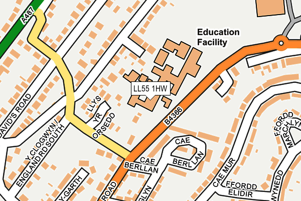 LL55 1HW map - OS OpenMap – Local (Ordnance Survey) LL55 1HW map - OS OpenMap – Local (Ordnance Survey)