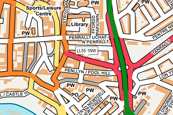 LL55 1NW map - OS OpenMap – Local (Ordnance Survey) LL55 1NW map - OS OpenMap – Local (Ordnance Survey)