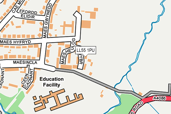 LL55 1PU map - OS OpenMap – Local (Ordnance Survey) LL55 1PU map - OS OpenMap – Local (Ordnance Survey)