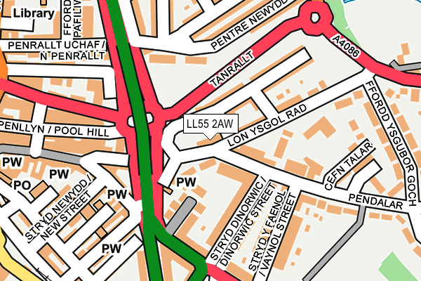 LL55 2AW map - OS OpenMap – Local (Ordnance Survey) LL55 2AW map - OS OpenMap – Local (Ordnance Survey)