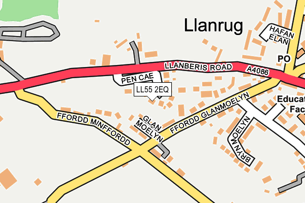 LL55 2EQ map - OS OpenMap – Local (Ordnance Survey) LL55 2EQ map - OS OpenMap – Local (Ordnance Survey)