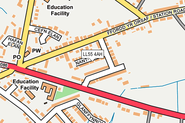 LL55 4AH map - OS OpenMap – Local (Ordnance Survey) LL55 4AH map - OS OpenMap – Local (Ordnance Survey)