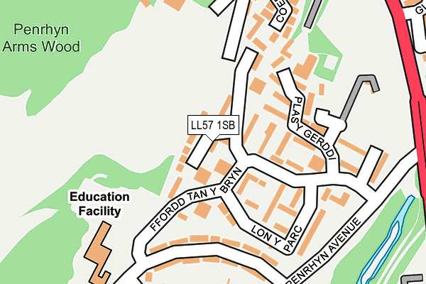 LL57 1SB map - OS OpenMap – Local (Ordnance Survey)