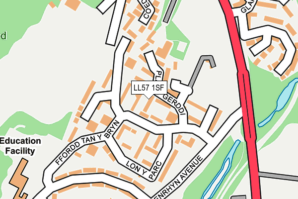 LL57 1SF map - OS OpenMap – Local (Ordnance Survey) LL57 1SF map - OS OpenMap – Local (Ordnance Survey)