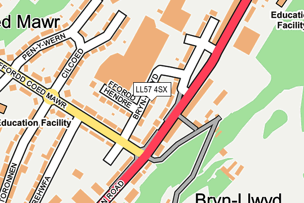 LL57 4SX map - OS OpenMap – Local (Ordnance Survey) LL57 4SX map - OS OpenMap – Local (Ordnance Survey)