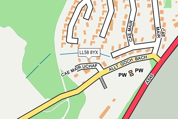 LL58 8YX map - OS OpenMap – Local (Ordnance Survey) LL58 8YX map - OS OpenMap – Local (Ordnance Survey)