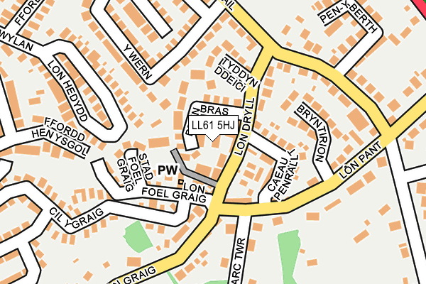 LL61 5HJ map - OS OpenMap – Local (Ordnance Survey) LL61 5HJ map - OS OpenMap – Local (Ordnance Survey)