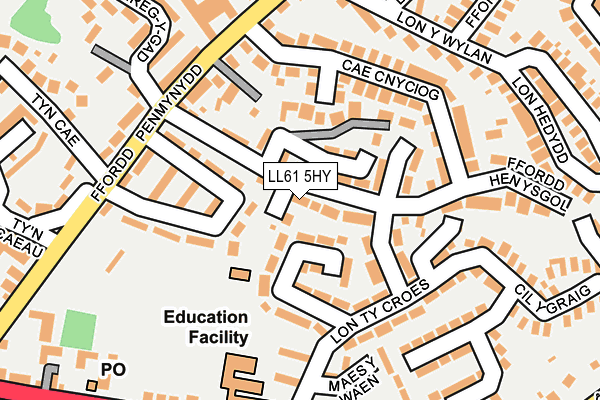 LL61 5HY map - OS OpenMap – Local (Ordnance Survey) LL61 5HY map - OS OpenMap – Local (Ordnance Survey)
