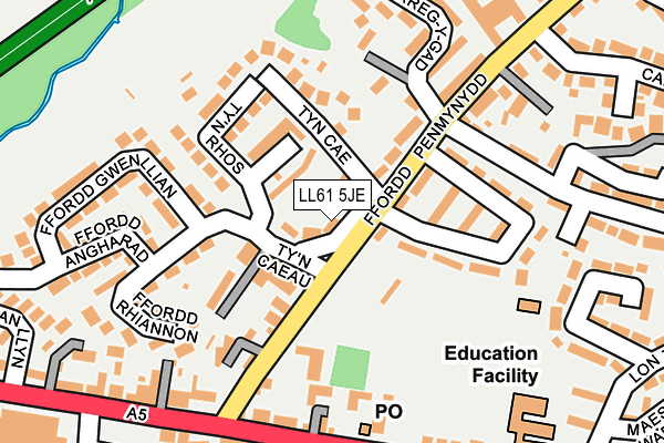 LL61 5JE map - OS OpenMap – Local (Ordnance Survey) LL61 5JE map - OS OpenMap – Local (Ordnance Survey)