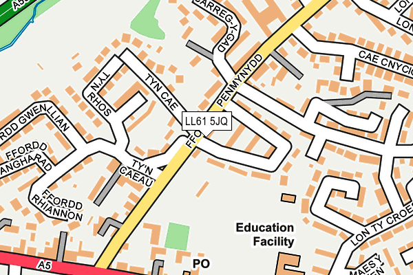 LL61 5JQ map - OS OpenMap – Local (Ordnance Survey) LL61 5JQ map - OS OpenMap – Local (Ordnance Survey)