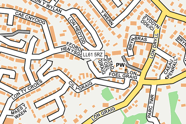 LL61 5RZ map - OS OpenMap – Local (Ordnance Survey) LL61 5RZ map - OS OpenMap – Local (Ordnance Survey)