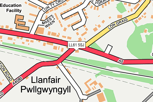 LL61 5SJ map - OS OpenMap – Local (Ordnance Survey) LL61 5SJ map - OS OpenMap – Local (Ordnance Survey)