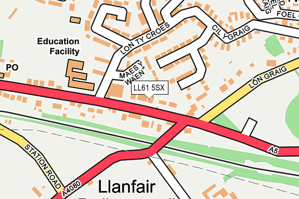 LL61 5SX map - OS OpenMap – Local (Ordnance Survey) LL61 5SX map - OS OpenMap – Local (Ordnance Survey)