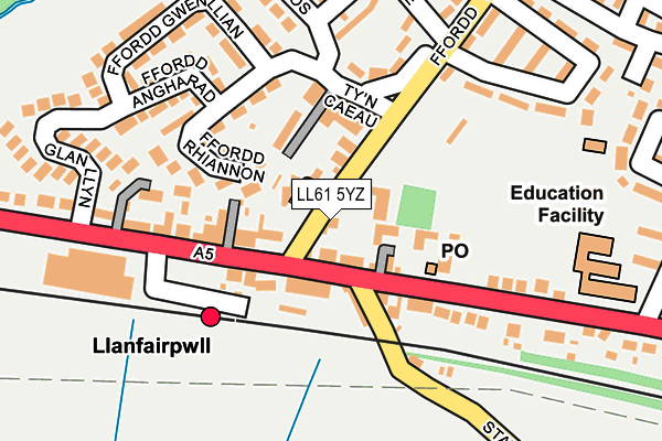 LL61 5YZ map - OS OpenMap – Local (Ordnance Survey) LL61 5YZ map - OS OpenMap – Local (Ordnance Survey)