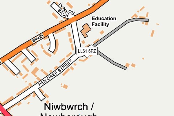 LL61 6PZ map - OS OpenMap – Local (Ordnance Survey) LL61 6PZ map - OS OpenMap – Local (Ordnance Survey)