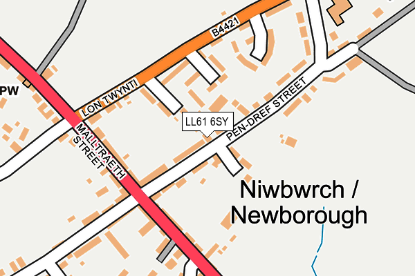 LL61 6SY map - OS OpenMap – Local (Ordnance Survey) LL61 6SY map - OS OpenMap – Local (Ordnance Survey)