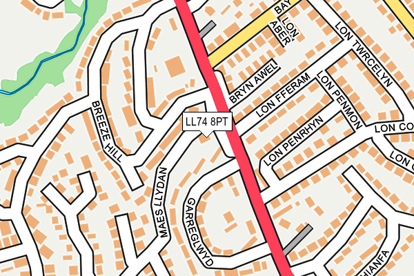 LL74 8PT map - OS OpenMap – Local (Ordnance Survey) LL74 8PT map - OS OpenMap – Local (Ordnance Survey)