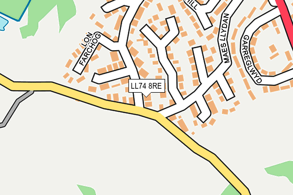 LL74 8RE map - OS OpenMap – Local (Ordnance Survey) LL74 8RE map - OS OpenMap – Local (Ordnance Survey)