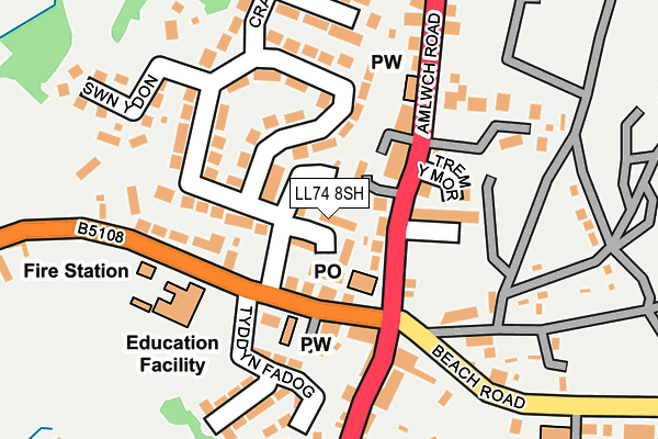 LL74 8SH map - OS OpenMap – Local (Ordnance Survey) LL74 8SH map - OS OpenMap – Local (Ordnance Survey)